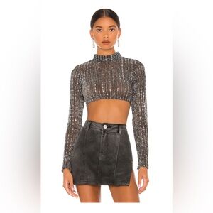 Black Sequin Crop Top